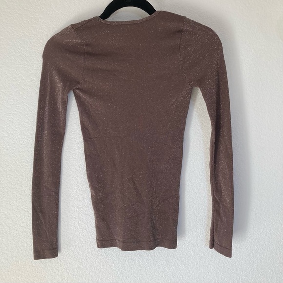 Free People Seamless Plunge V-Neck Sparkle Top Size XS / S B1 - Picture 6 of 7